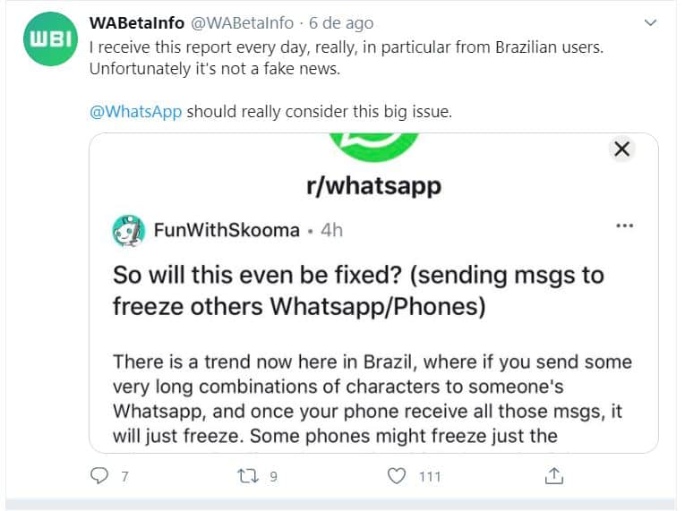 Capturar Atenção, está a circular código que 'congela' o WhatsApp