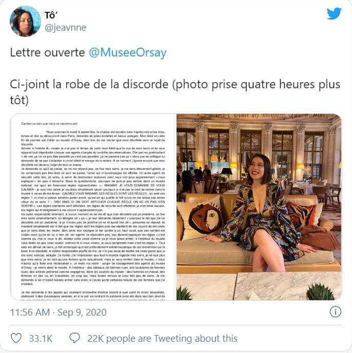 a1 Estudante foi barrada à porta do Museu de Orsay devido a decote