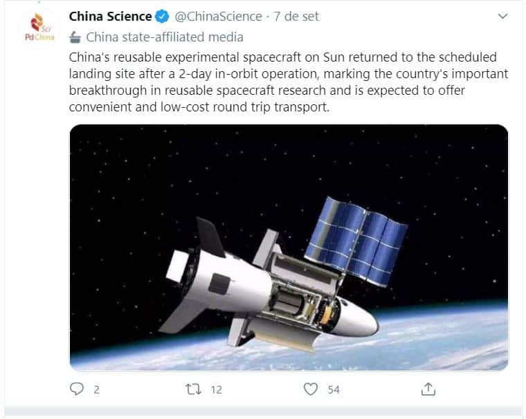 china Misteriosa aeronave espacial da China está a regressar à Terra